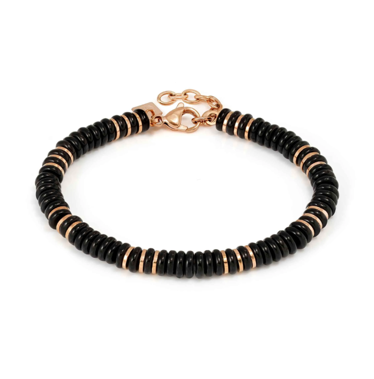 Armband Instinctstyle Infinity in PVD in Rosa mit farbigen Steinen