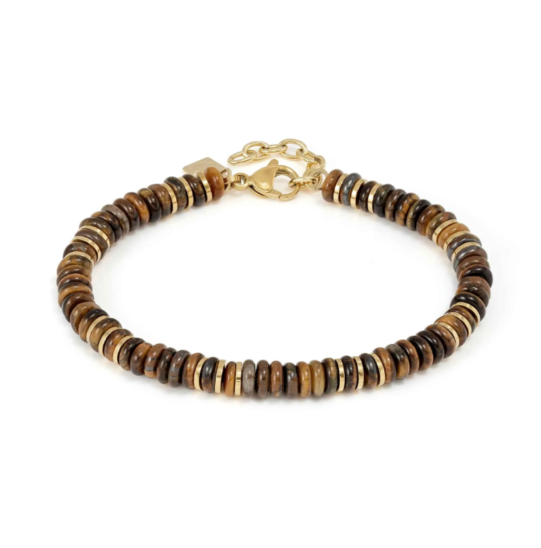 Armband Instinctstyle Infinity in PVD in Gelb mit farbigen Steinen