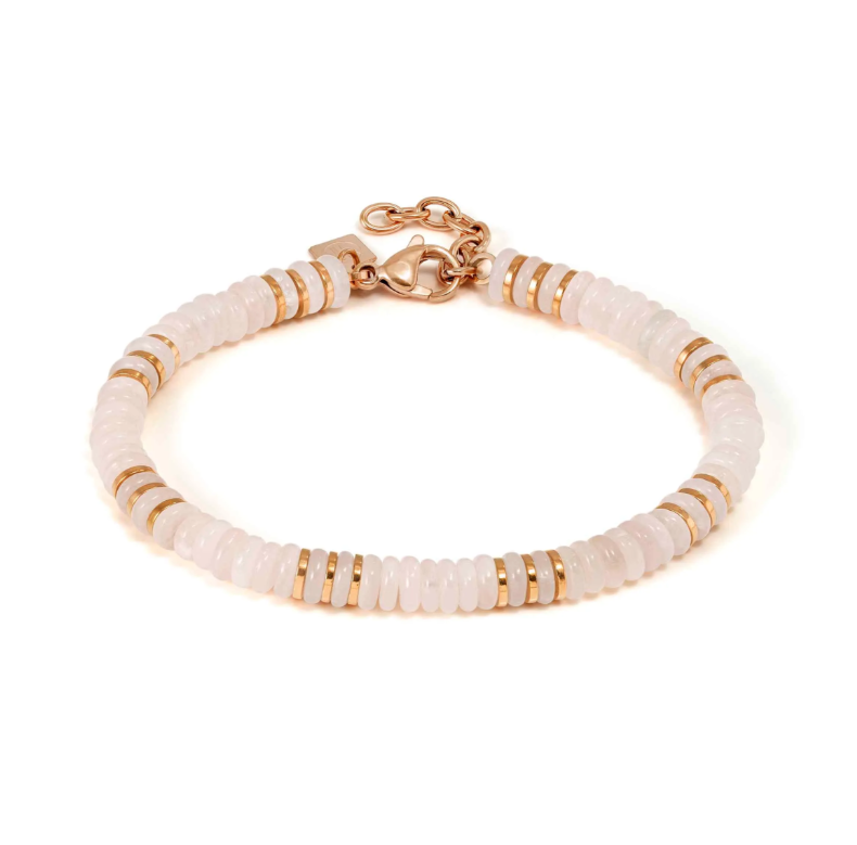 Armband Instinctstyle Infinity in PVD in Rosa mit farbigen Steinen