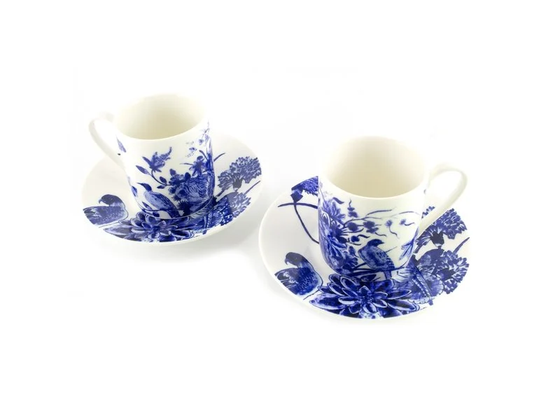 Espresso-Set, Delfter blaue Vögel, Rijksmuseum Espresso-Set, Delfter blaue Vögel, Rijksmuseum