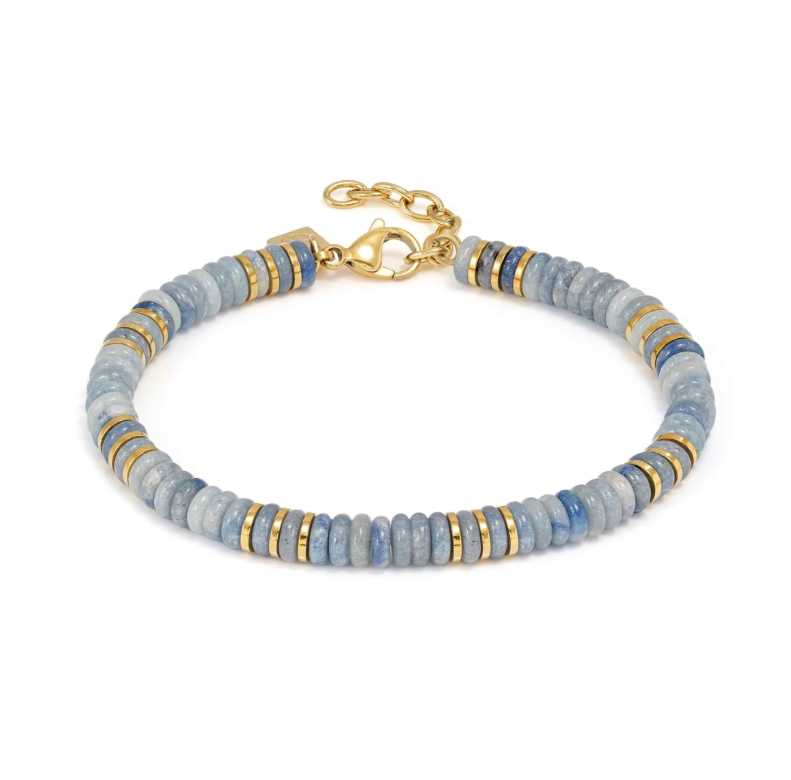 Armband Instinctstyle Infinity in PVD in mit hellblauen farbigen Steinen