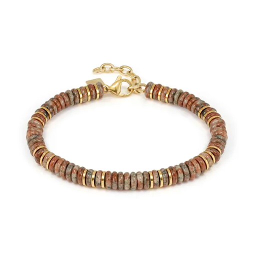 Armband Instinctstyle Infinity in PVD in Gelb mit farbigen Steinen