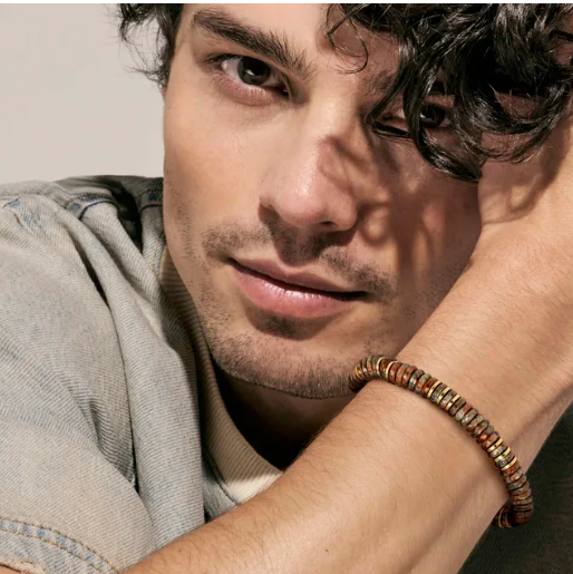 Armband Instinctstyle Infinity in PVD in Gelb mit farbigen Steinen