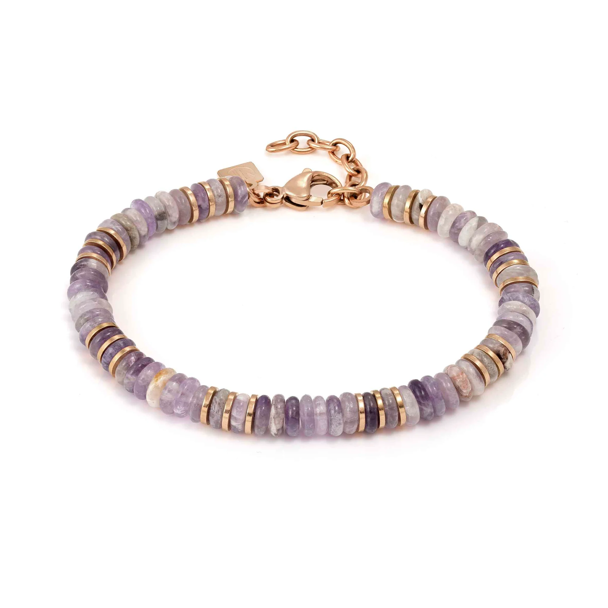 Armband Instinctstyle Infinity in PVD in Rosa mit farbigen Steinen