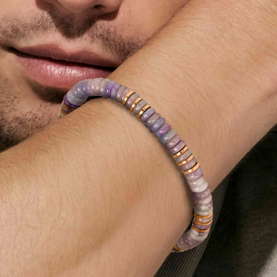 Armband Instinctstyle Infinity in PVD in Rosa mit farbigen Steinen
