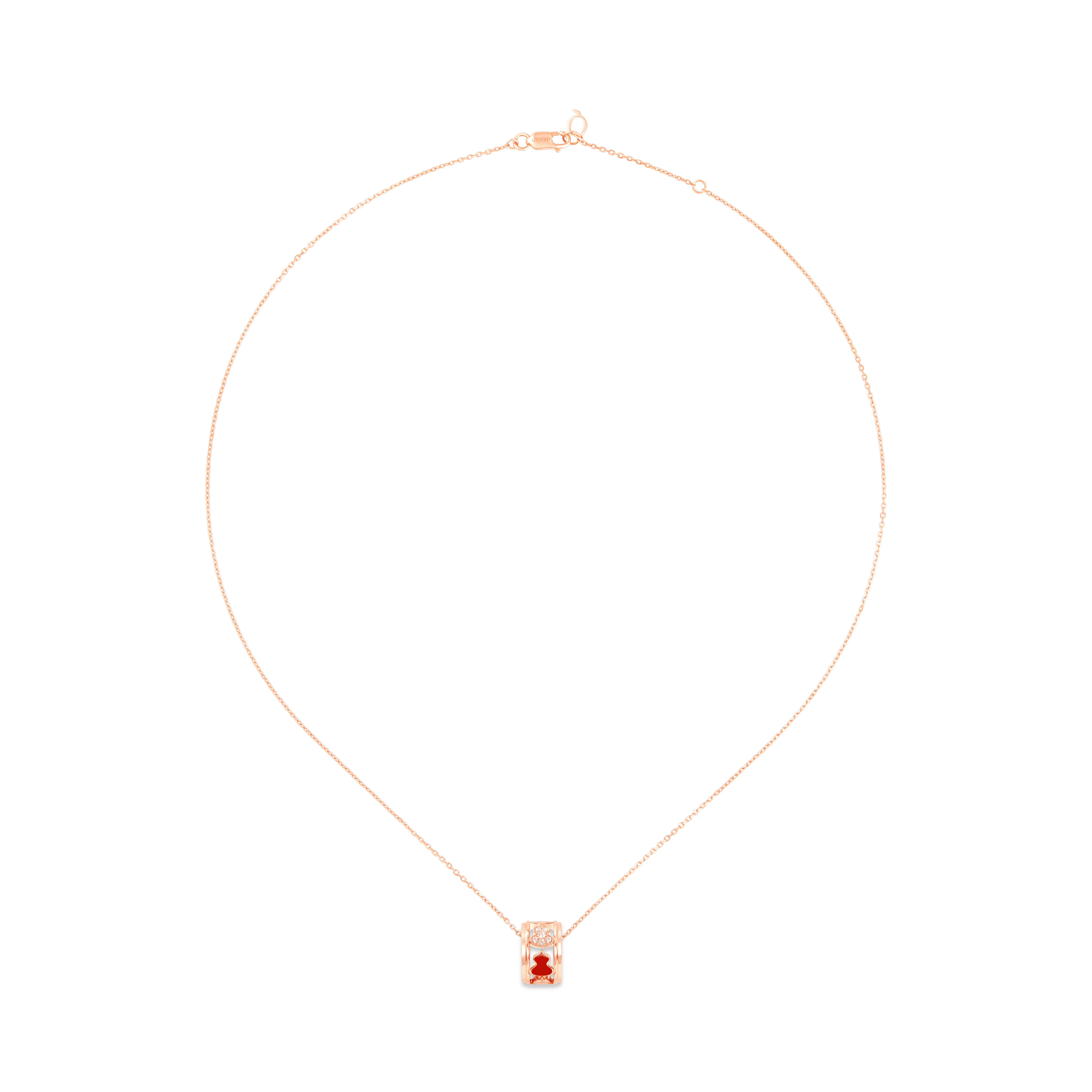 Wulu Eternity Small Necklace in 18 K Roségold mit rotem HyCeram® und Diamanten
