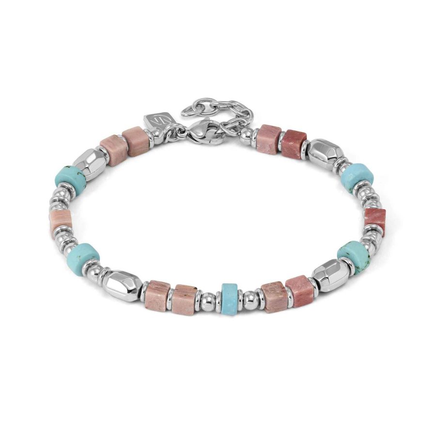 Armband Instinctstyle Infinity mit farbigen Steinen und Edelstahl