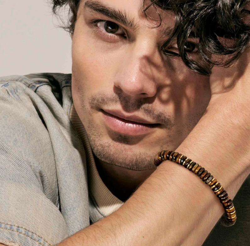 Armband Instinctstyle Infinity in PVD in Gelb mit farbigen Steinen