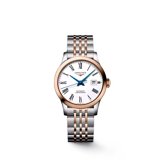 RECORD, Automatik Uhr, Ø 30.00 mm, Edelstahl mit 18 Karat Roségold Cap 200. RECORD, Automatik Uhr, Ø 30.00 mm, Edelstahl mit 18 Karat Roségold Cap 200.