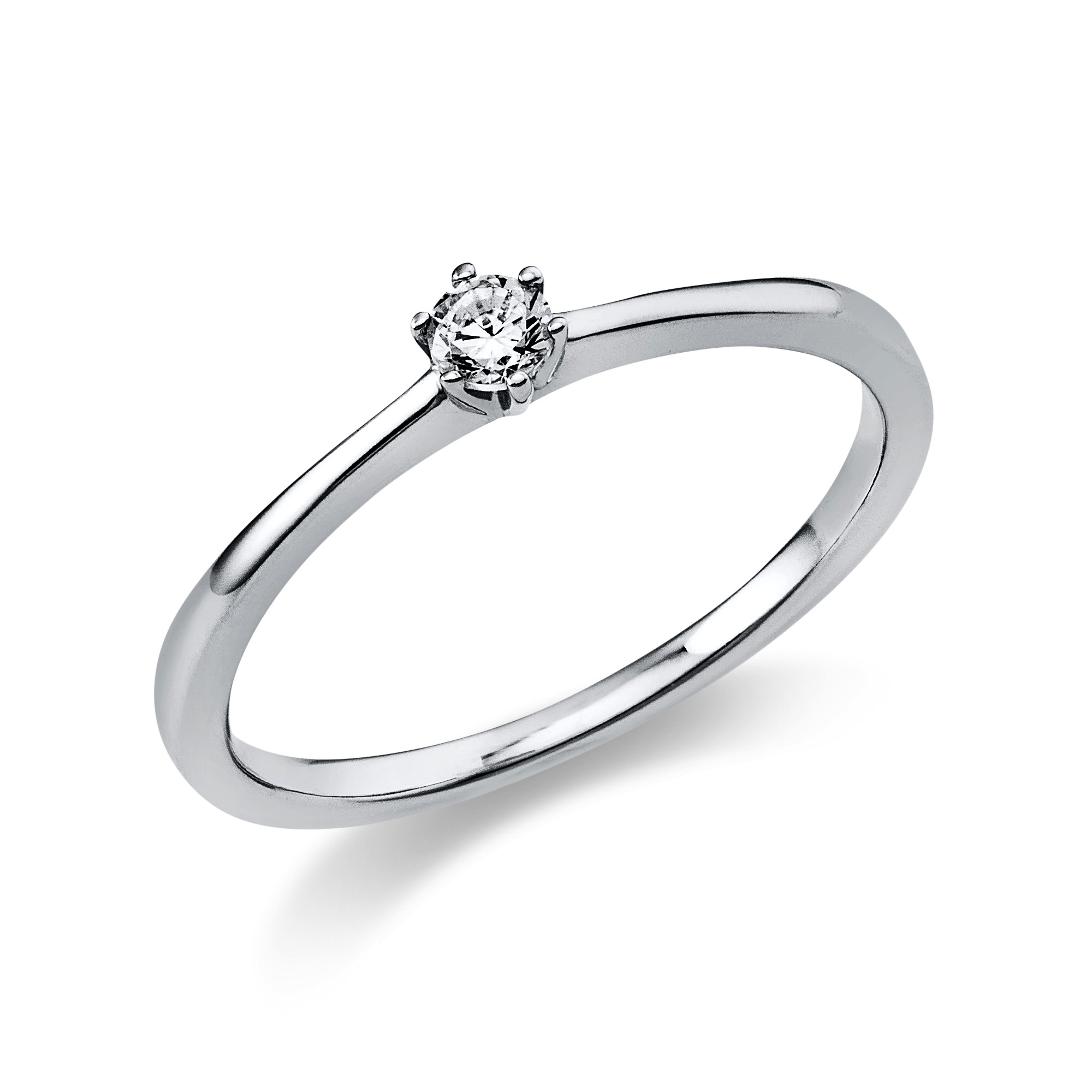 Verlobungsring SOLITÄR 6er Krappe 750er Weißgold